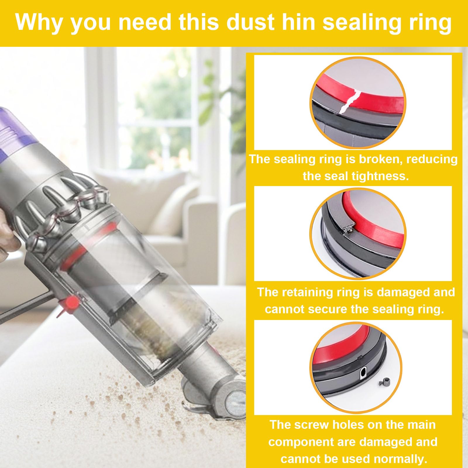 ZPSOX Dust Bin Canister Ring + Filter Replacement Parts Compatible with Dyson V11 V15 Vacuum Cleaner Part,T8 Screwdriver + Sealing Ring Replacement for Dyson V15, Accessories Attachment for V11