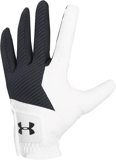 Under Armour Mens 2022 UA Medal Synthetic Golf Glove - Black/White - XL