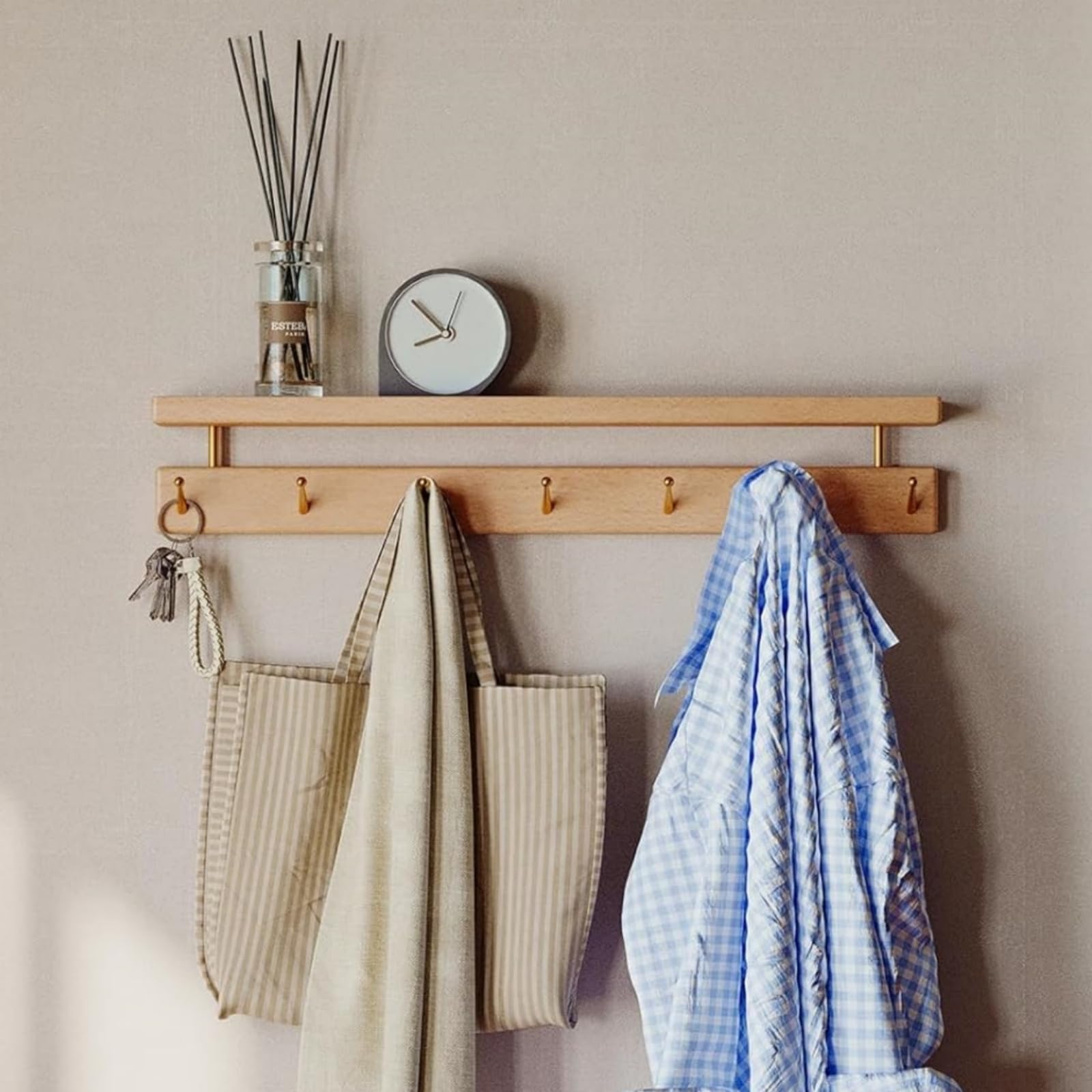 Amazon.com: Wayshome Solid Wood Wall Hooks with Shelf, Coat Rack