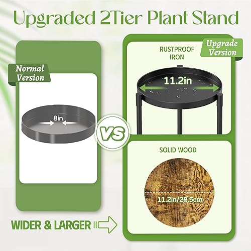 Miniatura 4 de iDavosic.ly Soporte esquinero de 2 niveles para interiores, 30 pulgadas de alto, vertical, de metal, para flores, estante resistente para macetas al