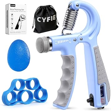 Grip Strength Trainer Kit Adjustable 10-132Lbs Hand Exerciser Counter | Forearm Strengthener, Finger Stretcher, Stress Ball and Bag for Grip Recovery, Wrist Training, Rehab, Climbers and Musicians