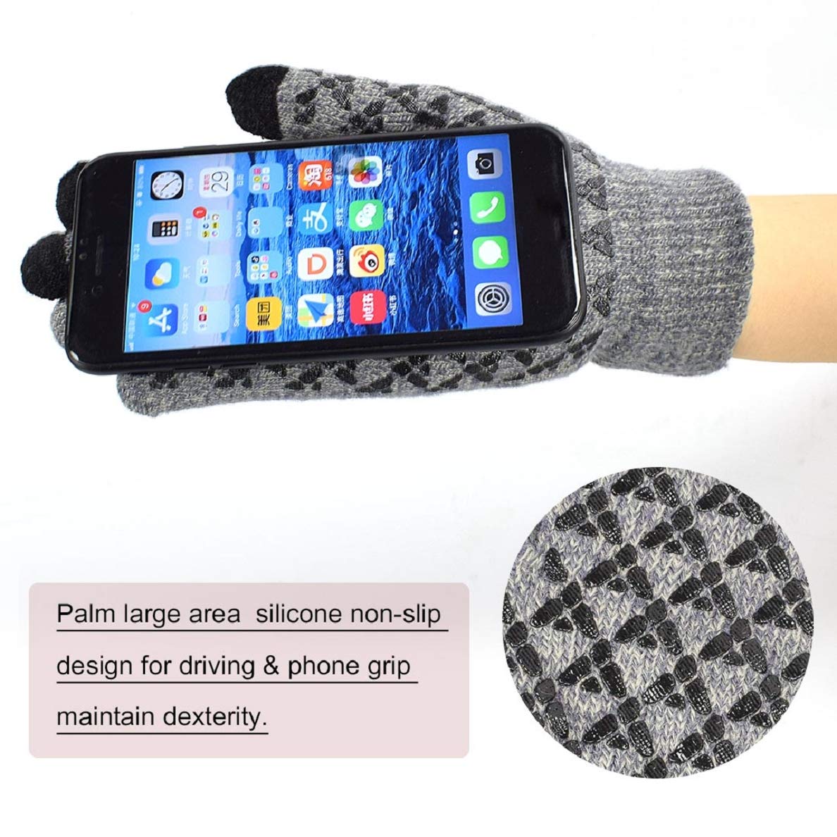 Voqeen Gorras Invierno con Bufanda y Suave Unisexo Beanie Encantador Invierno Guantes Táctiles Antideslizante 3 en 1 de Punto Sombreros Conjunto para Mujeres y Hombres Invierno Regalos(Gris)