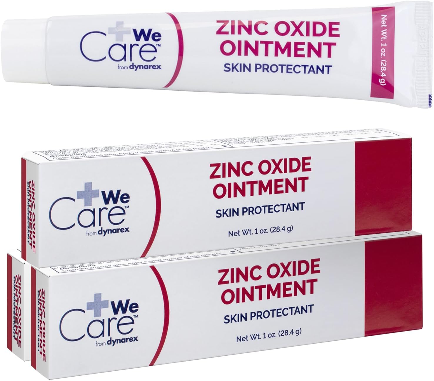 Dynarex Zinc Oxide Ointment, Protective Skin Barrier Ointment, Soothes, Prevents, and Relieves Diaper Rash, Chaffed Skin, and Irritation, White, 3 – 1 oz. Tubes