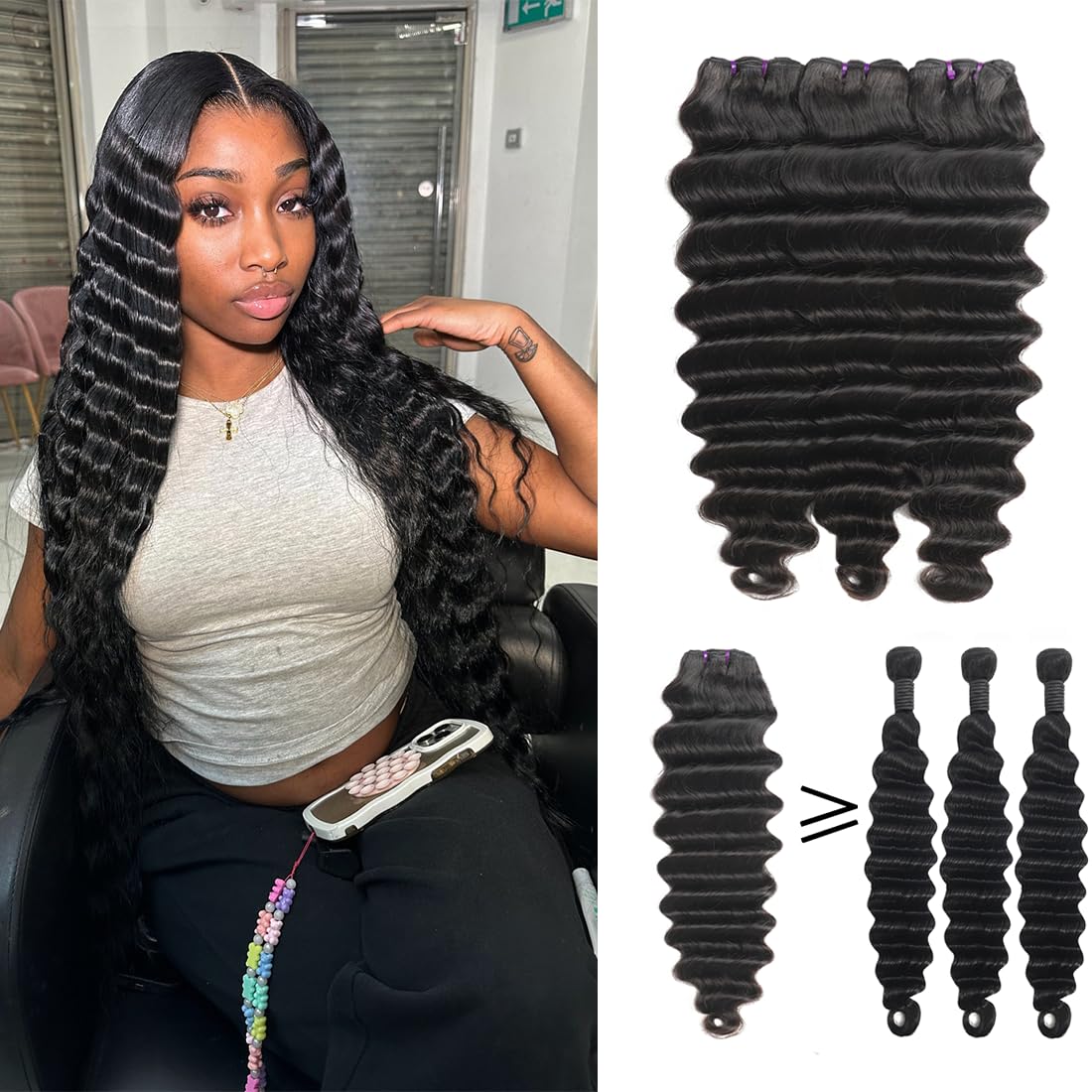 Loose Deep Wave Human Hair 100% Unprocessed Virgin Brazilian Remy Hair Bundles 3 Hair Bundles Deals Loose Deep Wave Human Hair Weave Bundles for Black