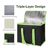 Vista 207 de Bodaon Paquete de 1 bolsas de compras reutilizables aisladas, bolsa enfriadora de picnic XL con cremallera superior para frío, bolsa aislada