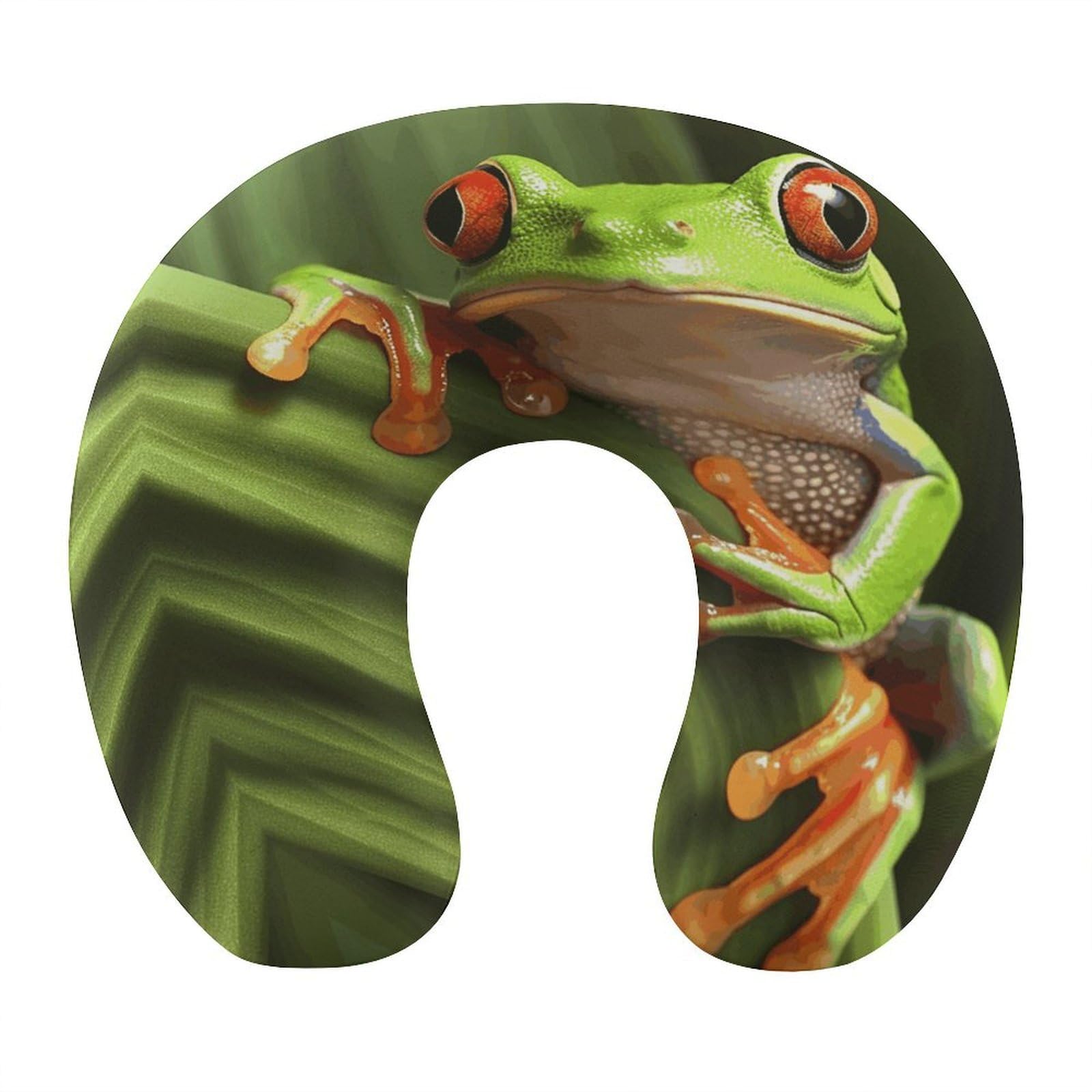 MUSM Tree Frog Travel Pillow for Sleeping Comfortable Portable U Shaped Pillows for Airplane Car Train Lightweight Memory Foam Neck Pillow for Home Office Travelling