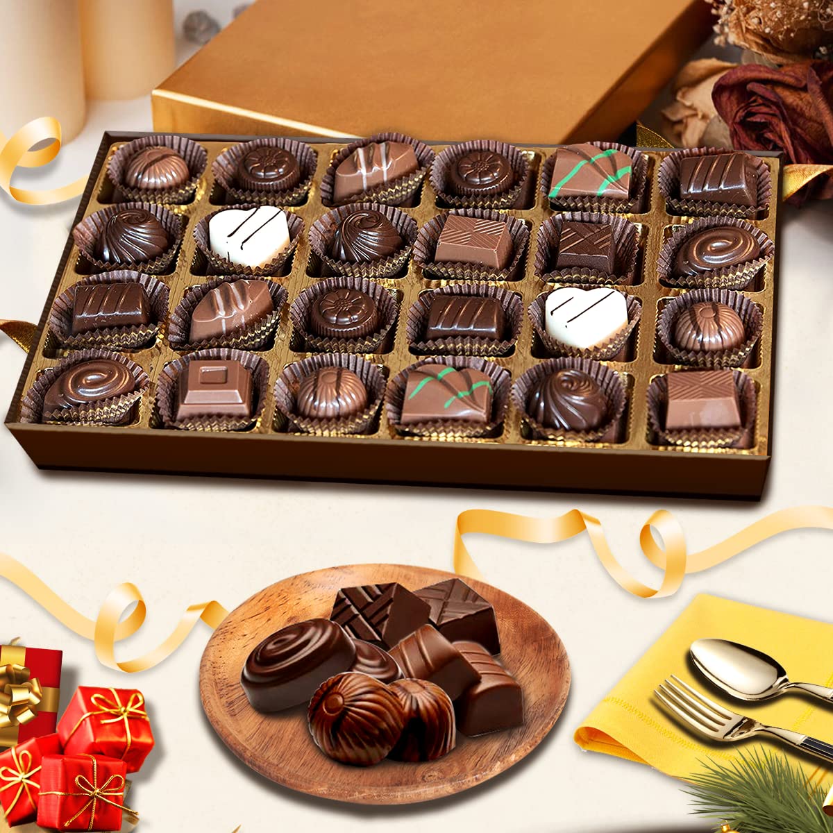 WINNI Mix 24 Pcs Chocolate Packs Gift For Him & Her White & Dark