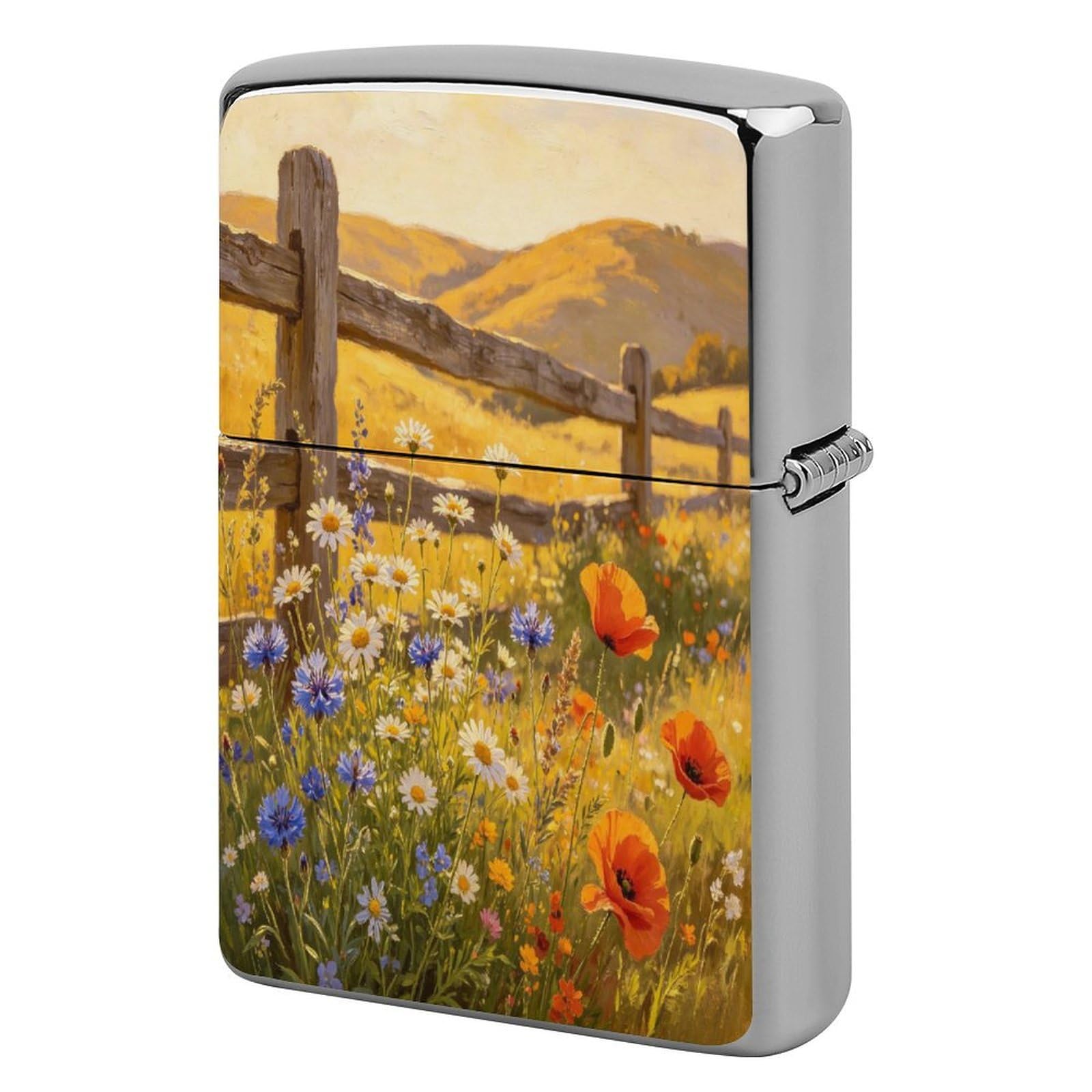 Btcowzrv Style Golden Hills Wildflower Farm Metal Lighter Case Sleeve Cover Holder
