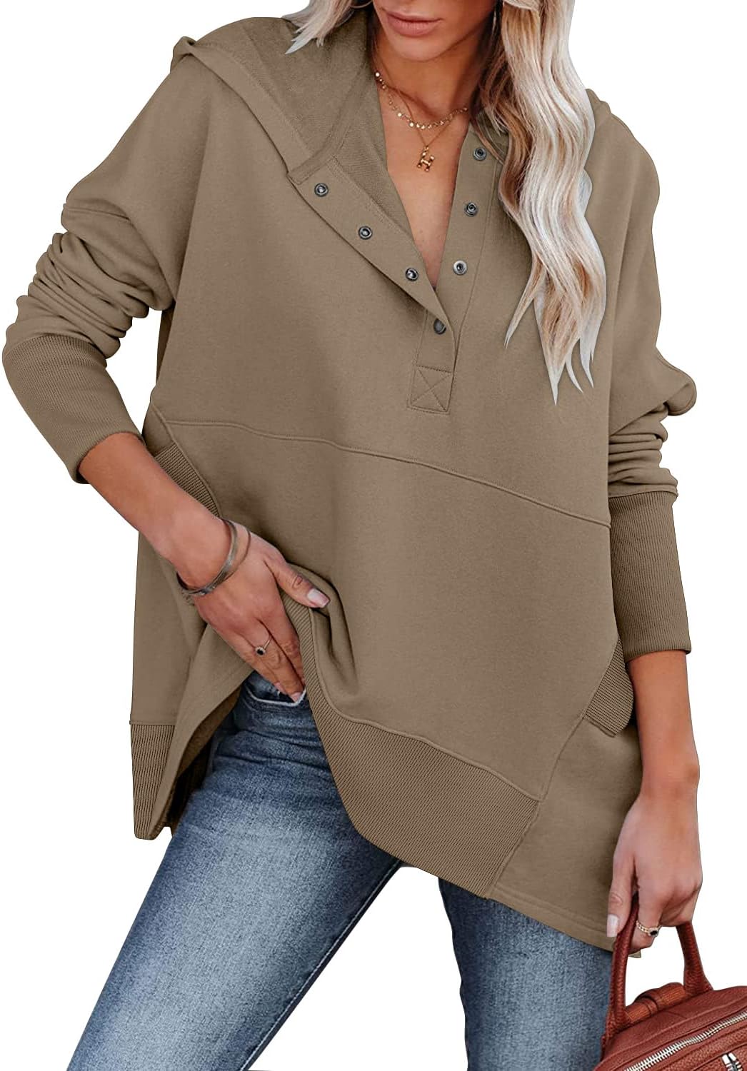 onlypuff Oversized Pulllover Hoodies for Women Fall Fashion Sweatshirts Teen Girls Hooded Tunic Tops