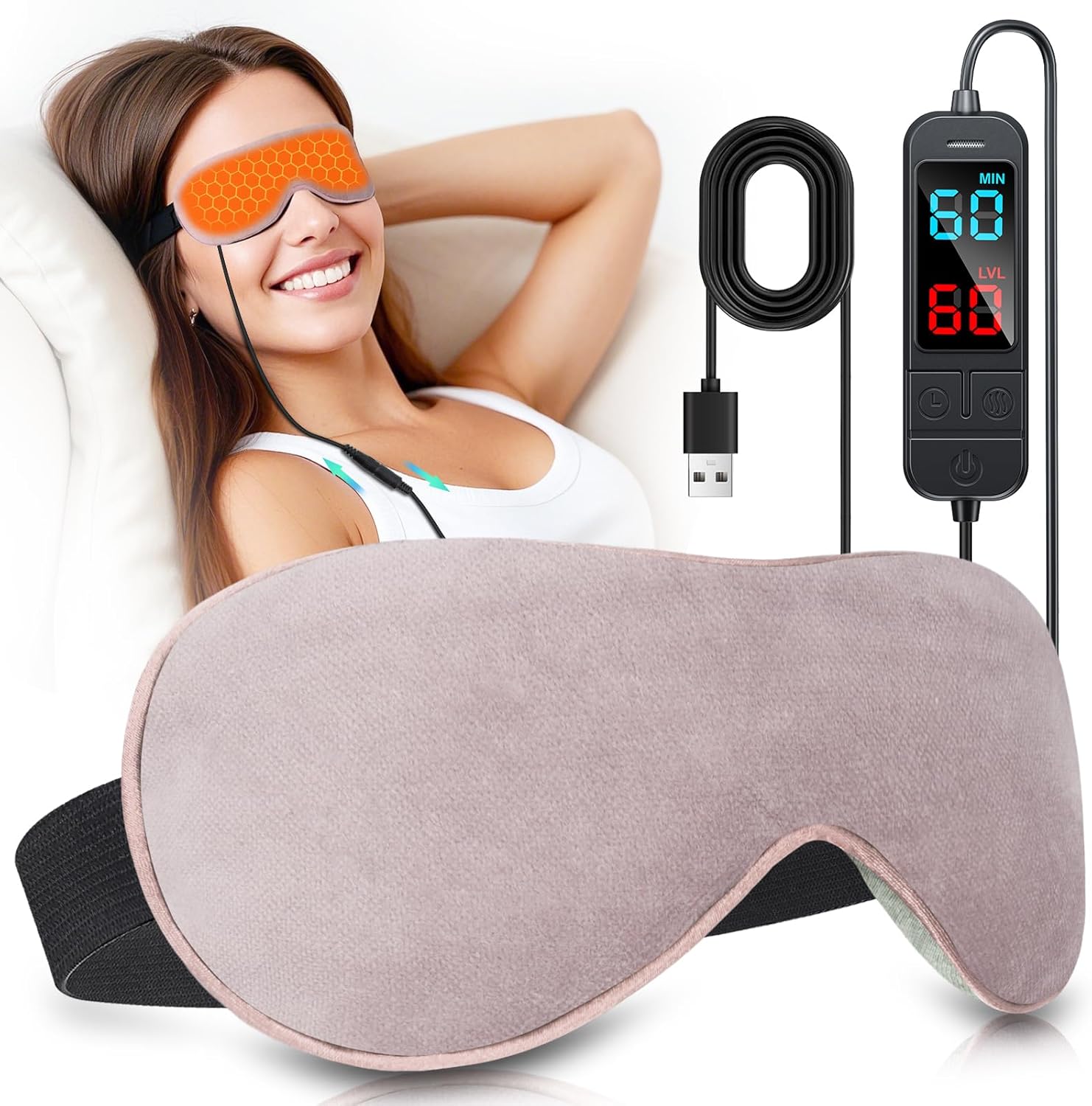 Heated Eye Mask for Dry Eyes, Stye & Migraines Relief - USB Electric Warm Compress ...