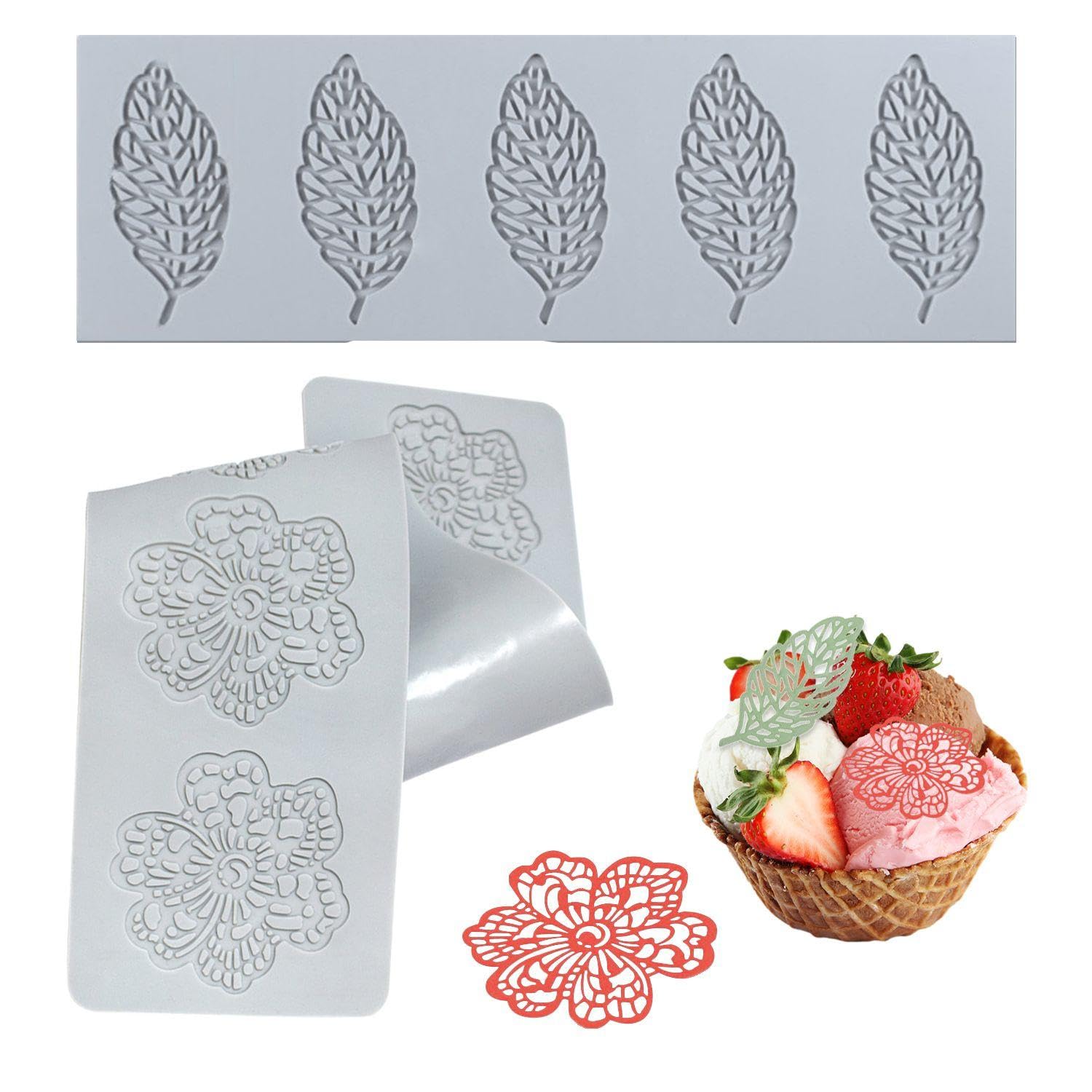 RNSKFG 1 Piece Leaf Mold And 1 Piece Flower Mold, Creative Silicone Mold, Baking Supplies, Suitable For Diy Chocolate, Cakes.