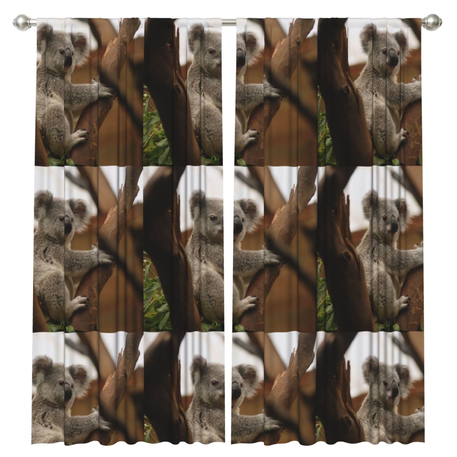 InOmak Cute Koala On Tree, 2 Panels Window Curtains 52 x 84 Inch Blackout Curtains for Living Room Bedroom