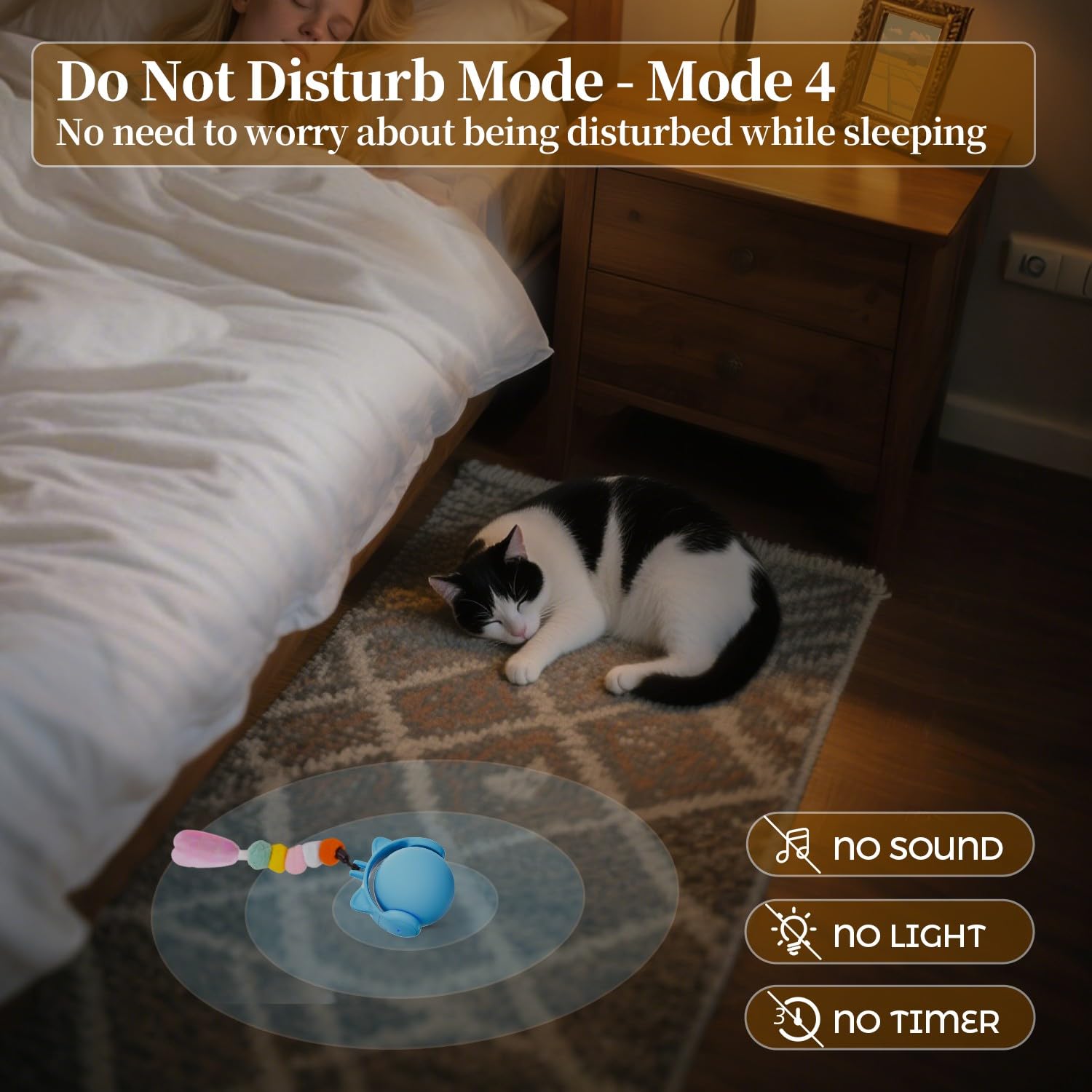 GoldenSun Cat Toys,Interactive Cat Toys for Indoor Cats Adult,Cat Ball Toy for Indoor Cats Kitten,Automatic Cat Toy With Tail,4 Mode Multiple Activation Ways and Chirps Stimulate,Blue - Image 3