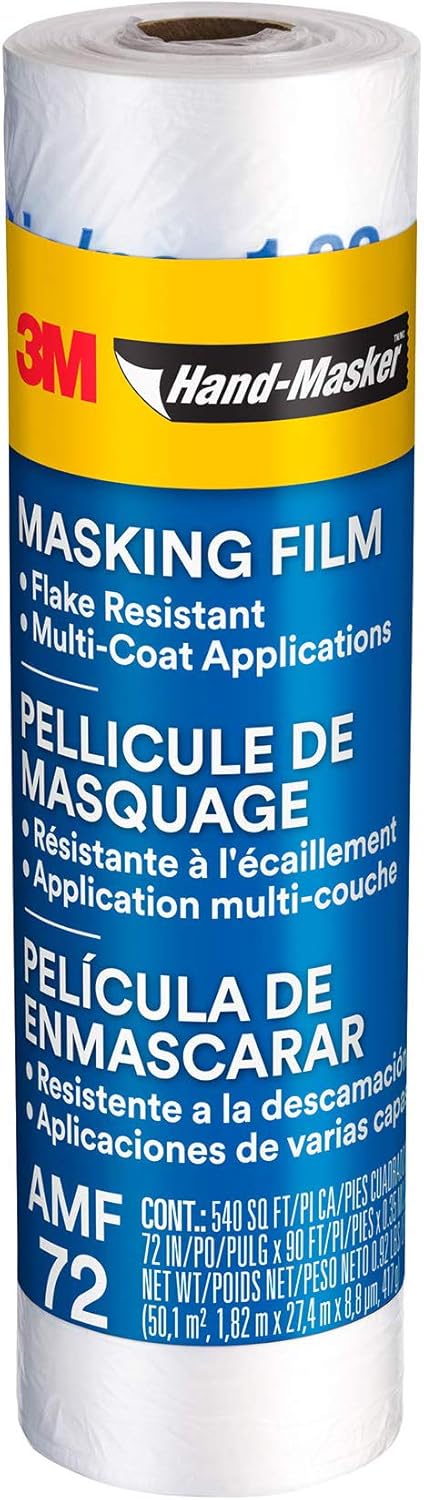 3M Hand-Masker Advanced Masking Film, 72 inches x 90 Feet, AMF72, Case of 12 rolls