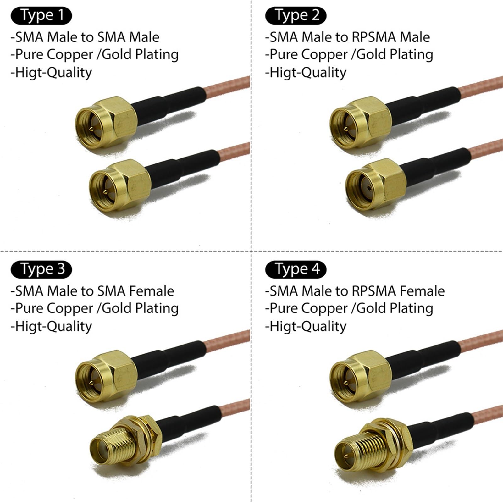 RG316 Câble SMA Mâle Femelle Connecteur Antenne Extension Cavalier Pigtail Adaptateur 1 Pcs (Type 8)