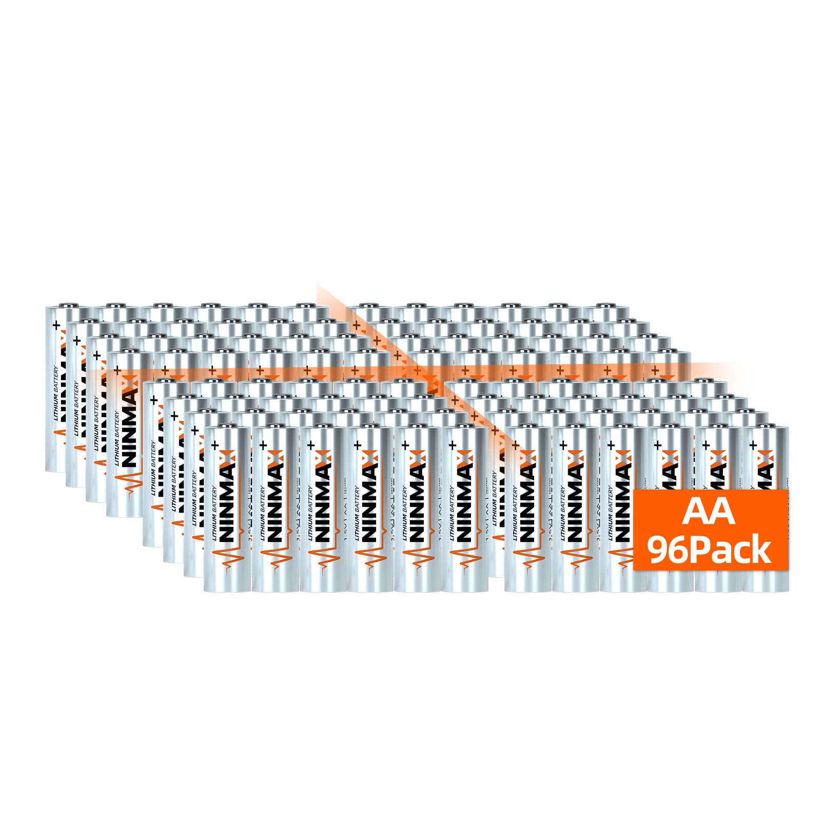 Lithium-AA-Batterien, 3500 mAh, 96 Stück, 1,5 V, langlebigste Doppel-A-Batterie für High-Tech-Geräte 【Nicht wiederaufladbar】