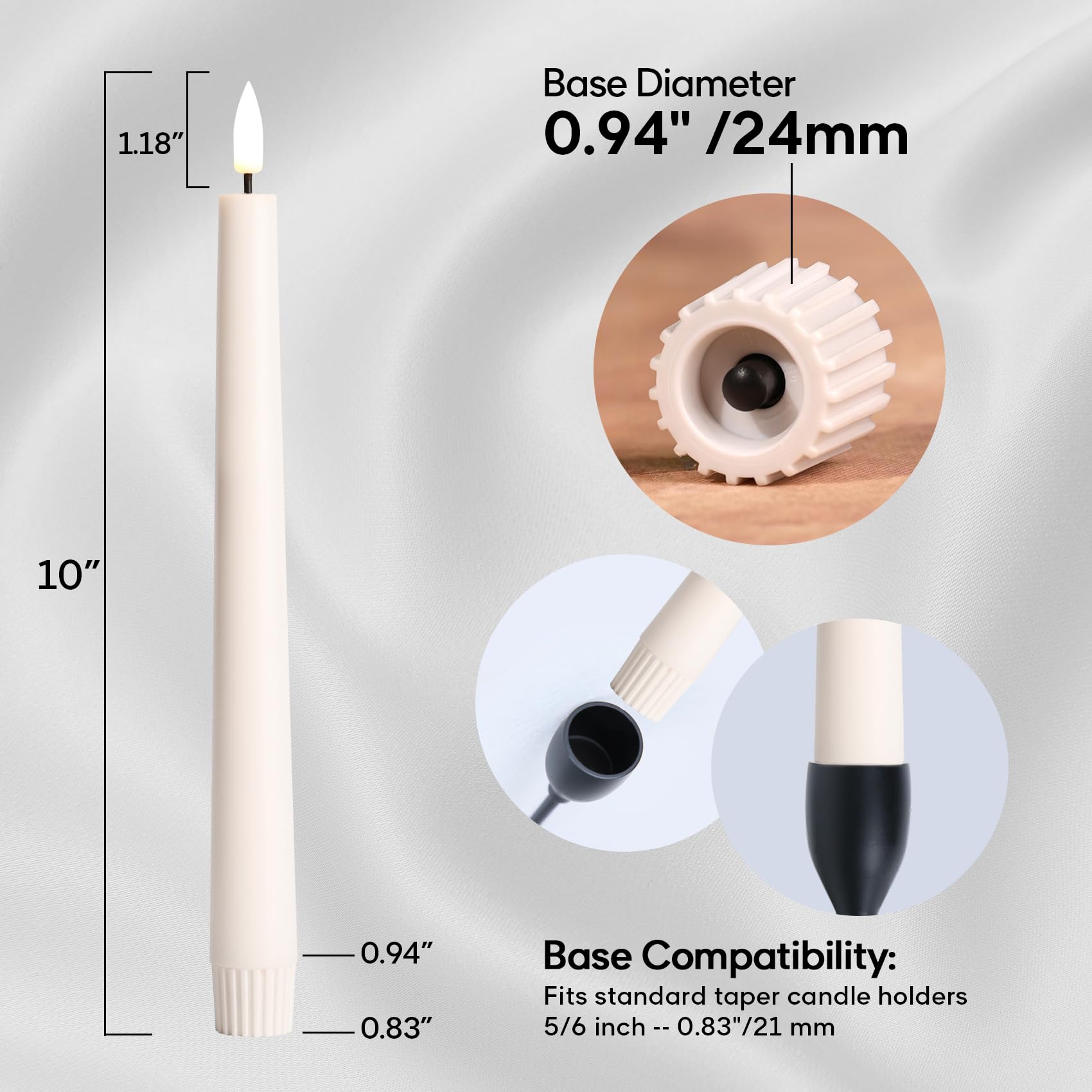 Eywamage Juego De 10 Velas Votivas De Cera Blanca Sin Llama Con Pila
