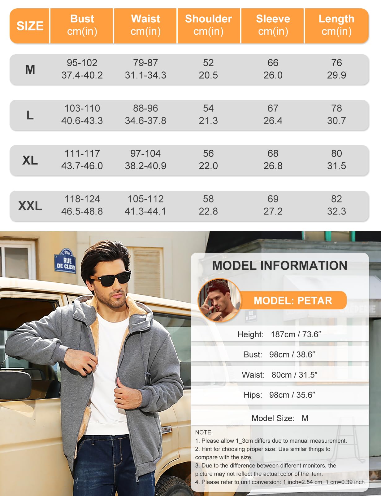 PASUDA Felpa Uomo con Cappuccio Invernale Felpa in Pile con Zip Felpe Giacca Manica Lunga Casual Comoda a Calda Hoodie Cappotto con Tasche Inverno