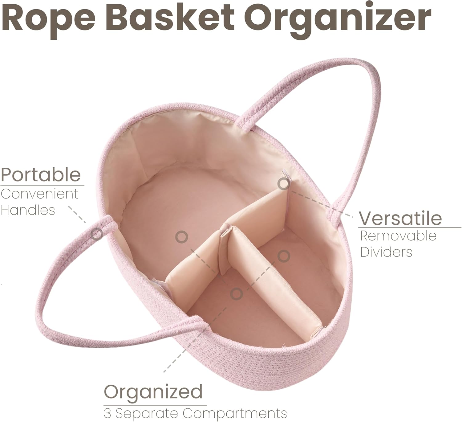 diaper caddy organizer, empty gift basket for newborn essentials, baby storage basket, stylish gift bag for baby shower, boys and girls – large, light pink light pink large - 15.7"l x 10.2"w x 8.3"h