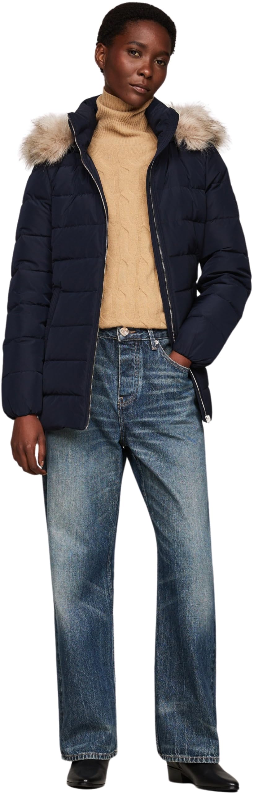 Tommy Hilfiger Donna Giacca Imbottita Heritage Down Tyra Jacket With Fur Lunga
