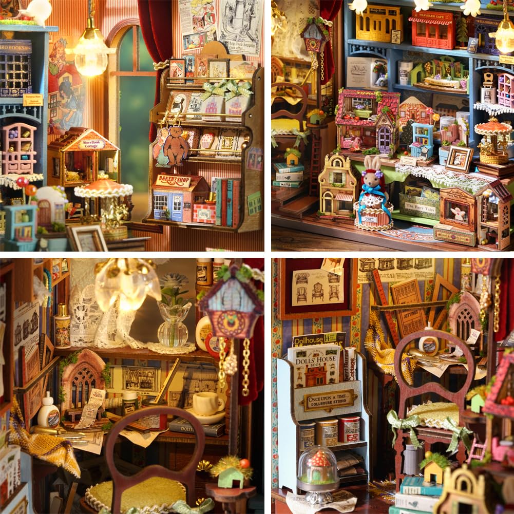 Kit de rincón de libro 3D exquisito hecho a mano, kit de construcción de casa de muñecas en miniatura, artículos de construcción de casa de muñecas para creatividad, regalo de cumpleaños de Halloween
