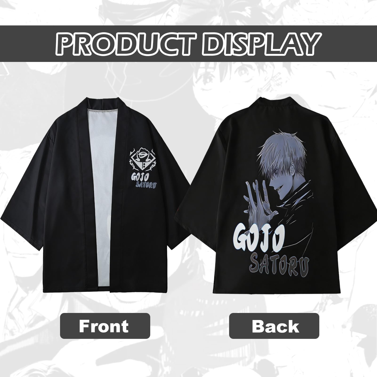 MeYuxg Satoru Gojo Anime Costume, Cosplay Anime JJK, Kimono Cosplay Cape for Carnival Halloween, Comic Convention and Photo Shoots, M - Image 3