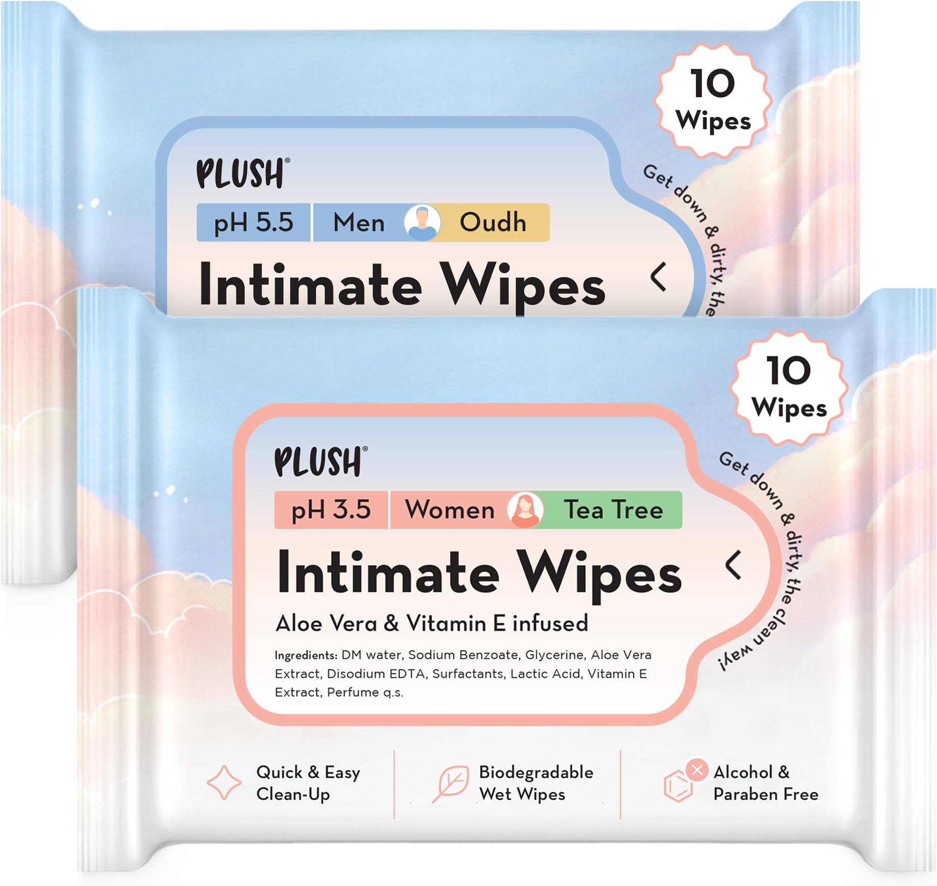 Play Intimate Wipes For Women & Men (Pack of 20)