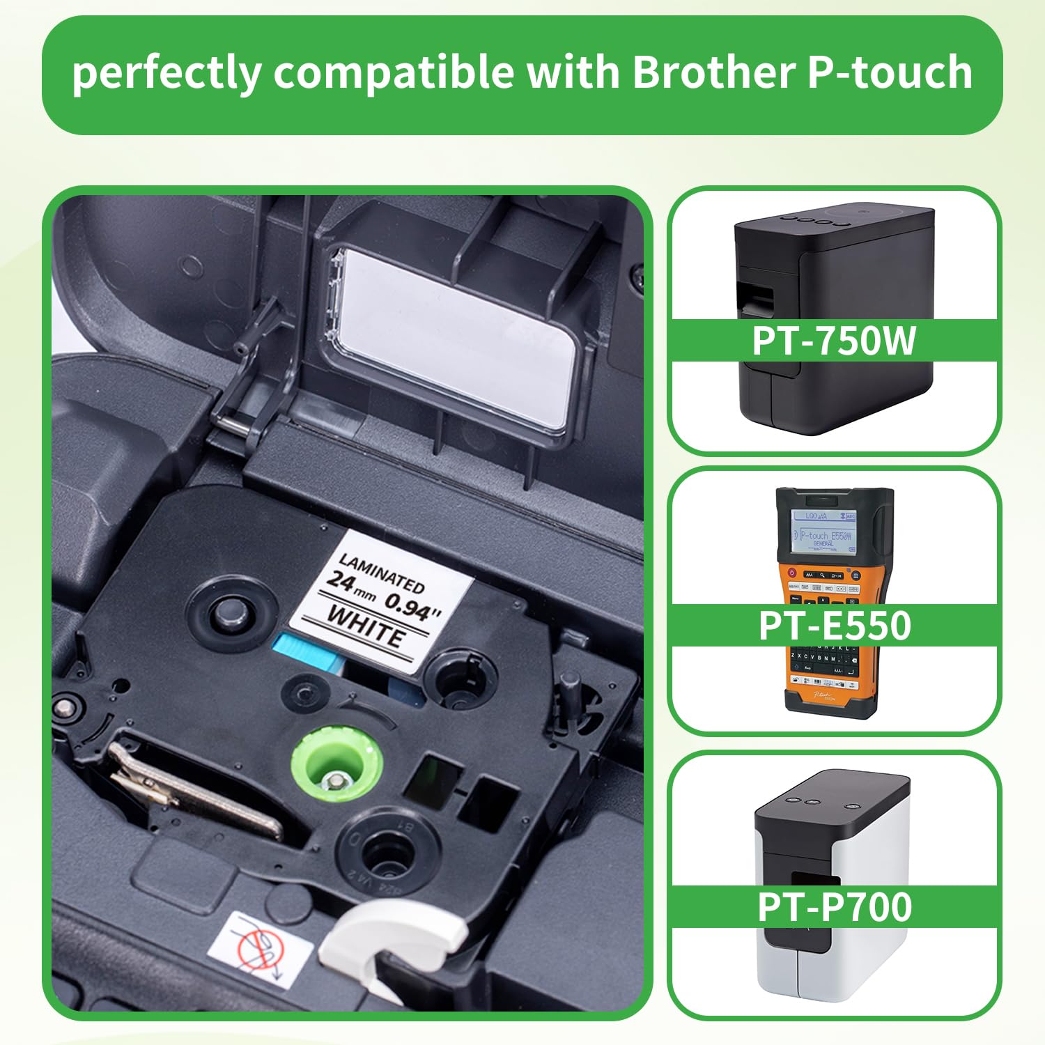 Oozmas TZe251 Replacement Compatible with Brother TZe Label Tape 24mm TZe-251 Black on White 24mm x 8m Tape Cassette for Brother P-Touch PT-D600 D450 P700 2430PC - Image 3