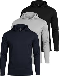 3 Pack Men's Mesh Hoodies Pullover Athletic Gym Workout Fishing Sweatshirt | Available In Big & Tall,With Pockets Sweatshirts, Hooded, Long Sleeve, Summer, Sun Protection, Moisture Wicking, Quick Dry