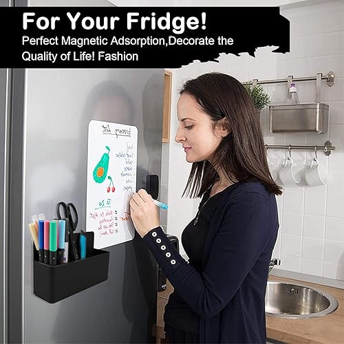 Miniatura 13 de Soporte magnético para bolígrafo, paquete de 2 soportes magnéticos de borrado en seco con compartimentos generosos, marcador de almacenamiento Verde