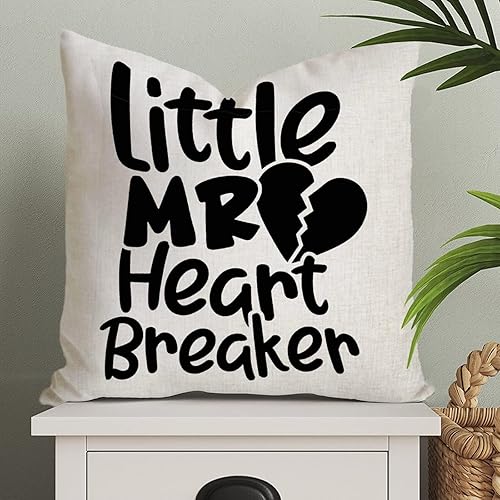 Funda de almohada Little Mr Heartbreaker - Funda de cojín romántica para el día de San Valentín boda compromiso decoración del hogar sofá sala de