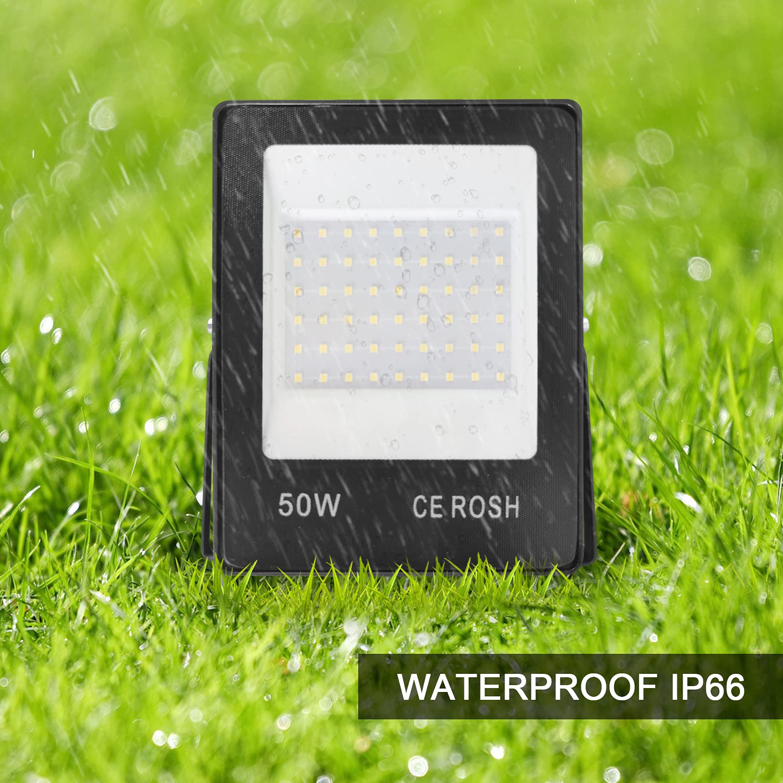 50W Outdoor LED Flood Lights , 5000LM Super Bright Work Lights, IP66 Waterproof Exterior Floodlights 5000K Daylight White Security Lamp Fixture for Front-Door Yard Garden Garage Playground (50W)