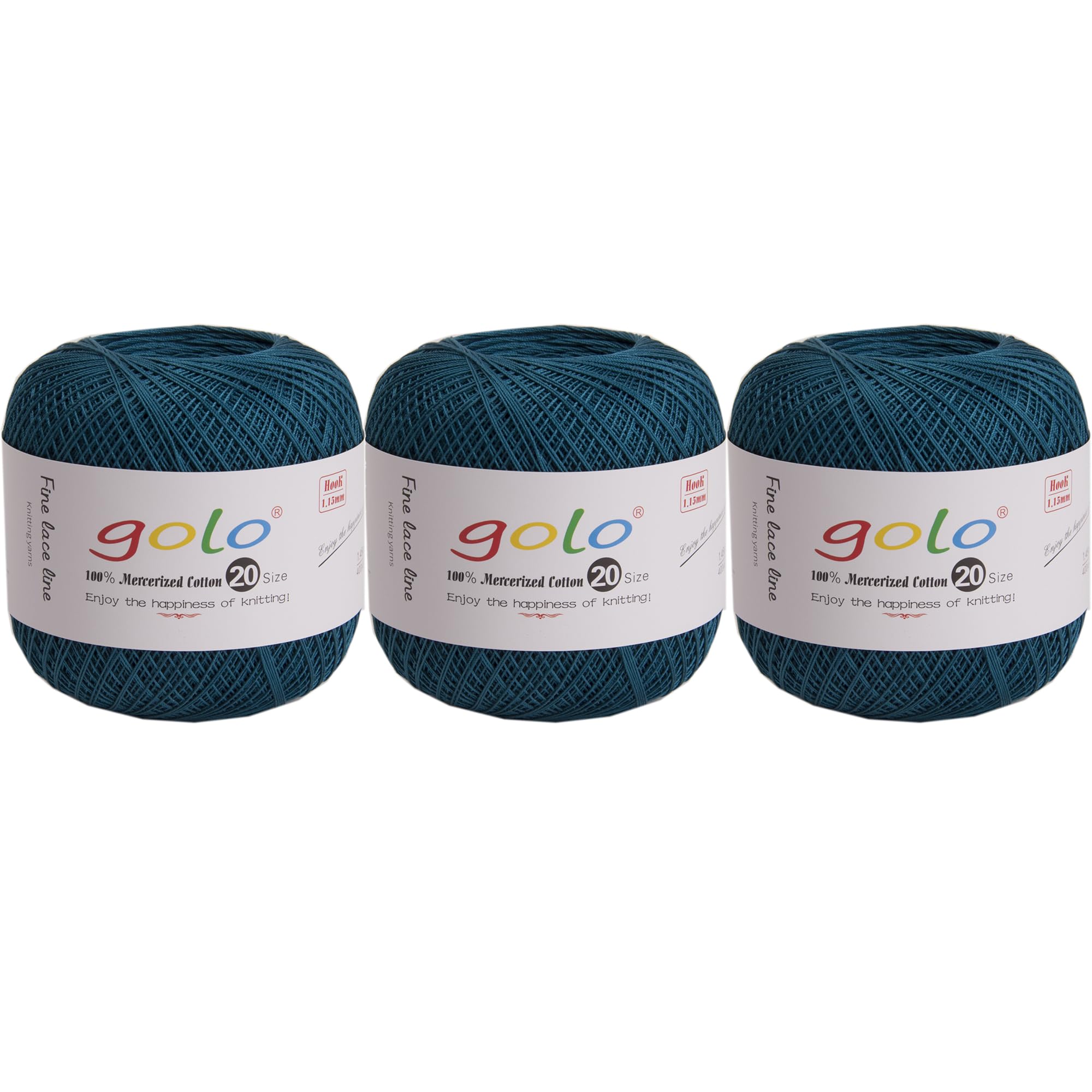 golo 3 Balls Crochet Thread Size 20 Embroidery Thread Crochet Yarn for Hand 633