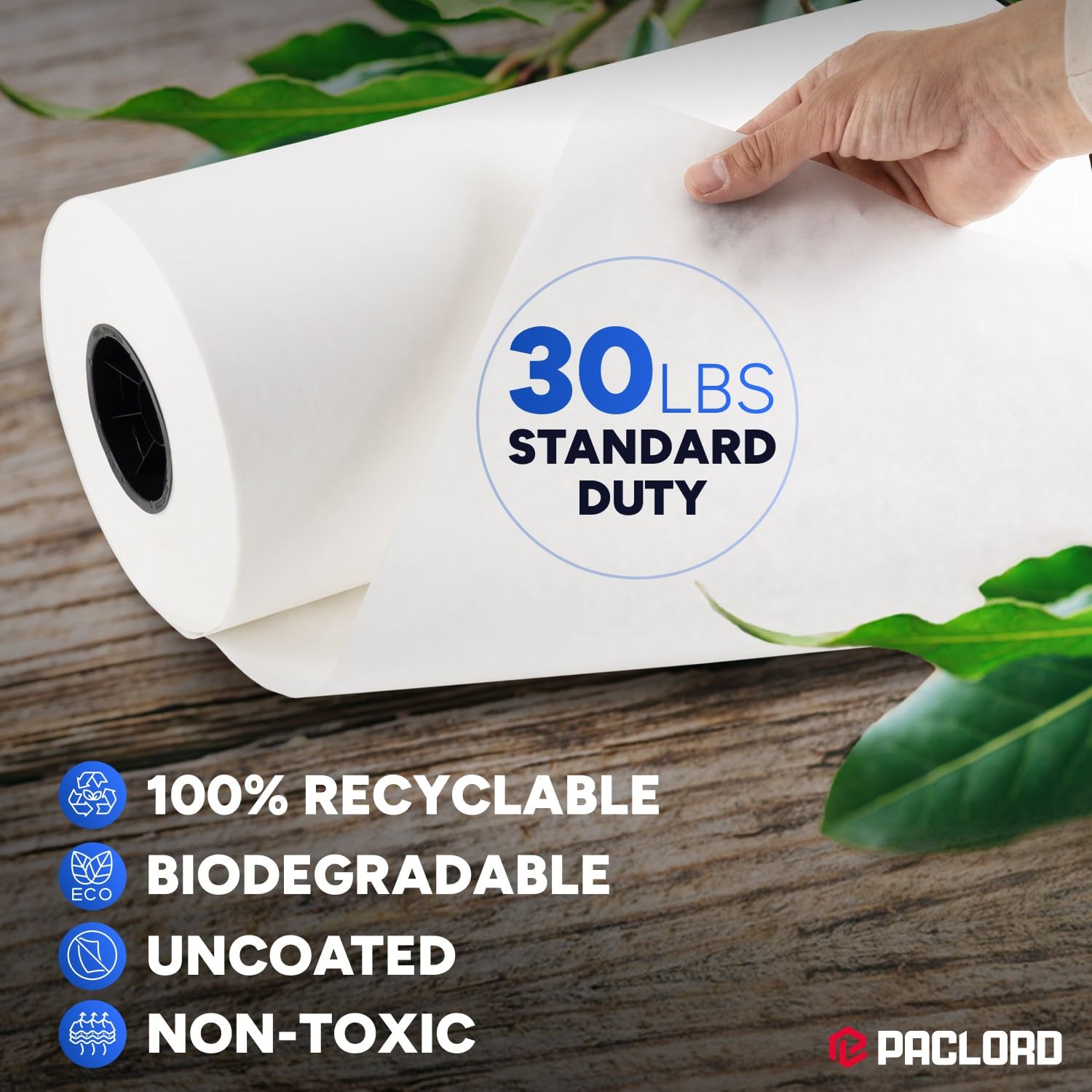 Grand rouleau de papier cadeau blanc de 61 cm x 300 m, qualité standard de 13,6 kg – Fabriqué aux États-Unis – Convient aux distributeurs industriels – Idéal pour l'emballage, le remplissage