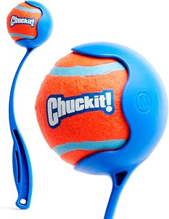 Chuckit! 12M Sport Ball Launcher - 12" Handle for 2.5" Medium Balls, Slobber-Free Fetch Toy for 20-60 lb Dogs, Kid-Friendly, Made in USA, Blue