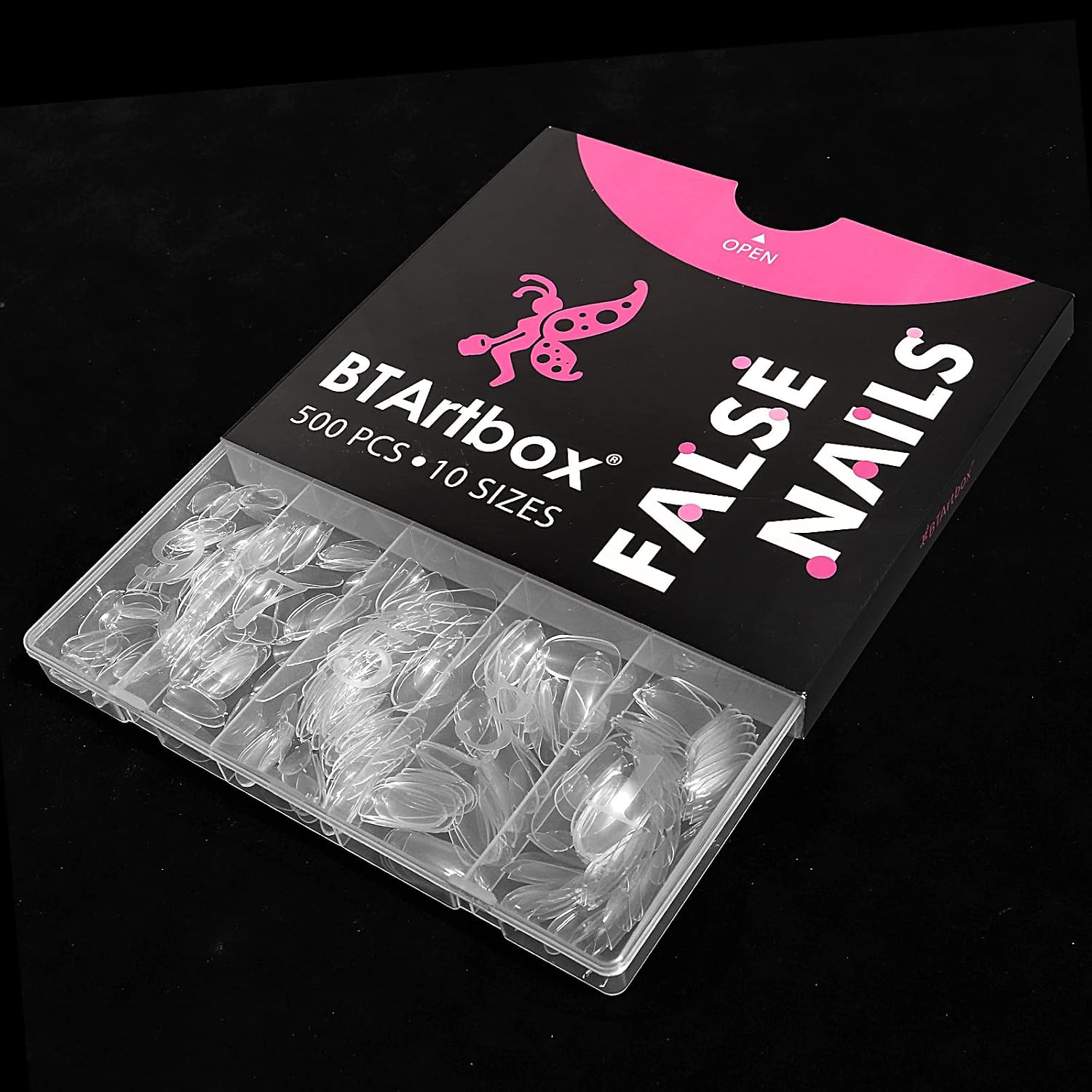 Clear Oval Fake Nails - Acrylic False Nails, BTArtbox 500 Pcs Full Cover Nail Tips with Case for Nail Salons and DIY Nail Art, 10 Sizes