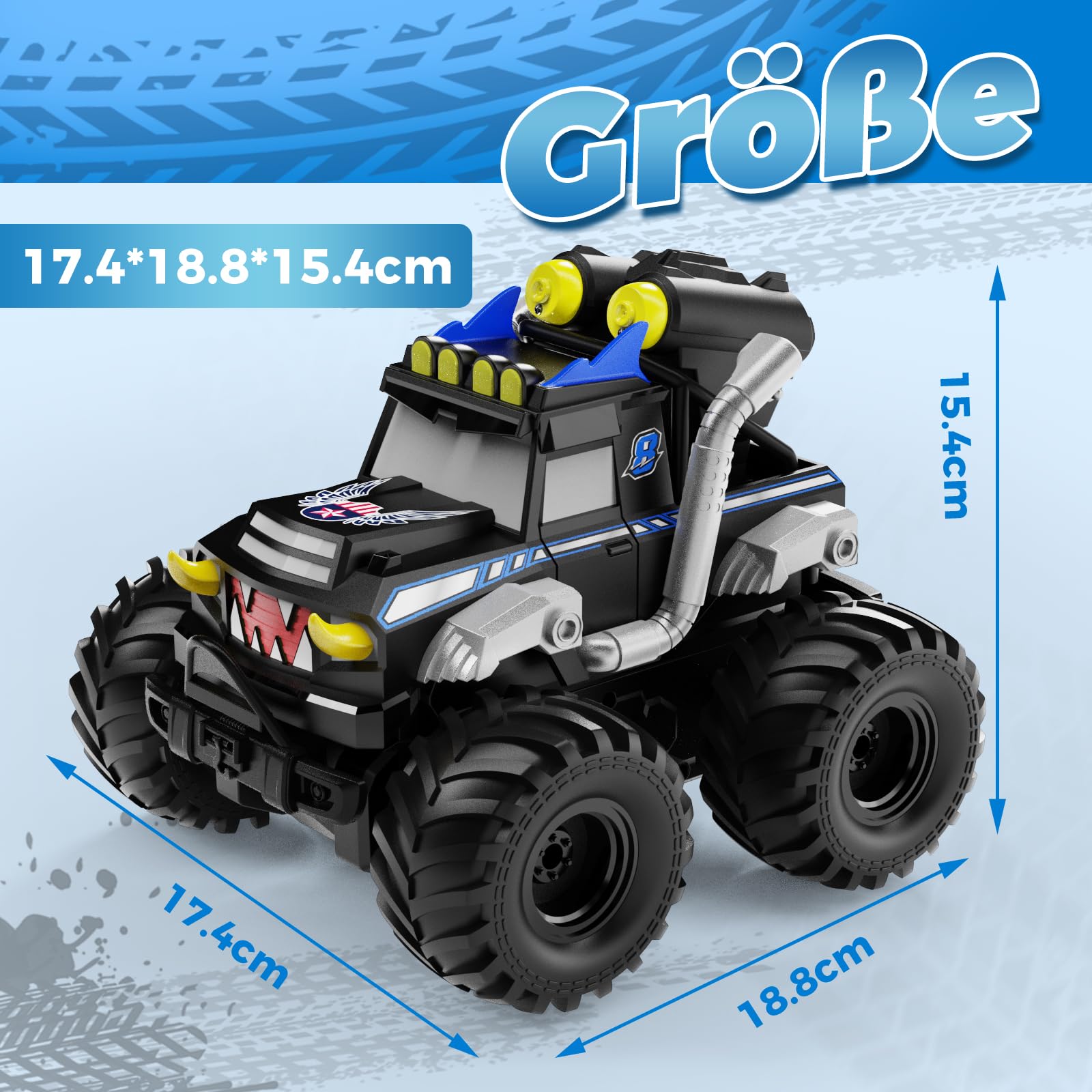 Dysaim Amphibienfahrzeug Ferngesteuertes Auto Offroad, Monstertruck Ferngesteuert, Kinder Spielzeug 2,4 Ghz RC Auto mit Fernbedienung Drift Car Monster Jam Ferngesteuertes Auto Ab 6-12 Jahre