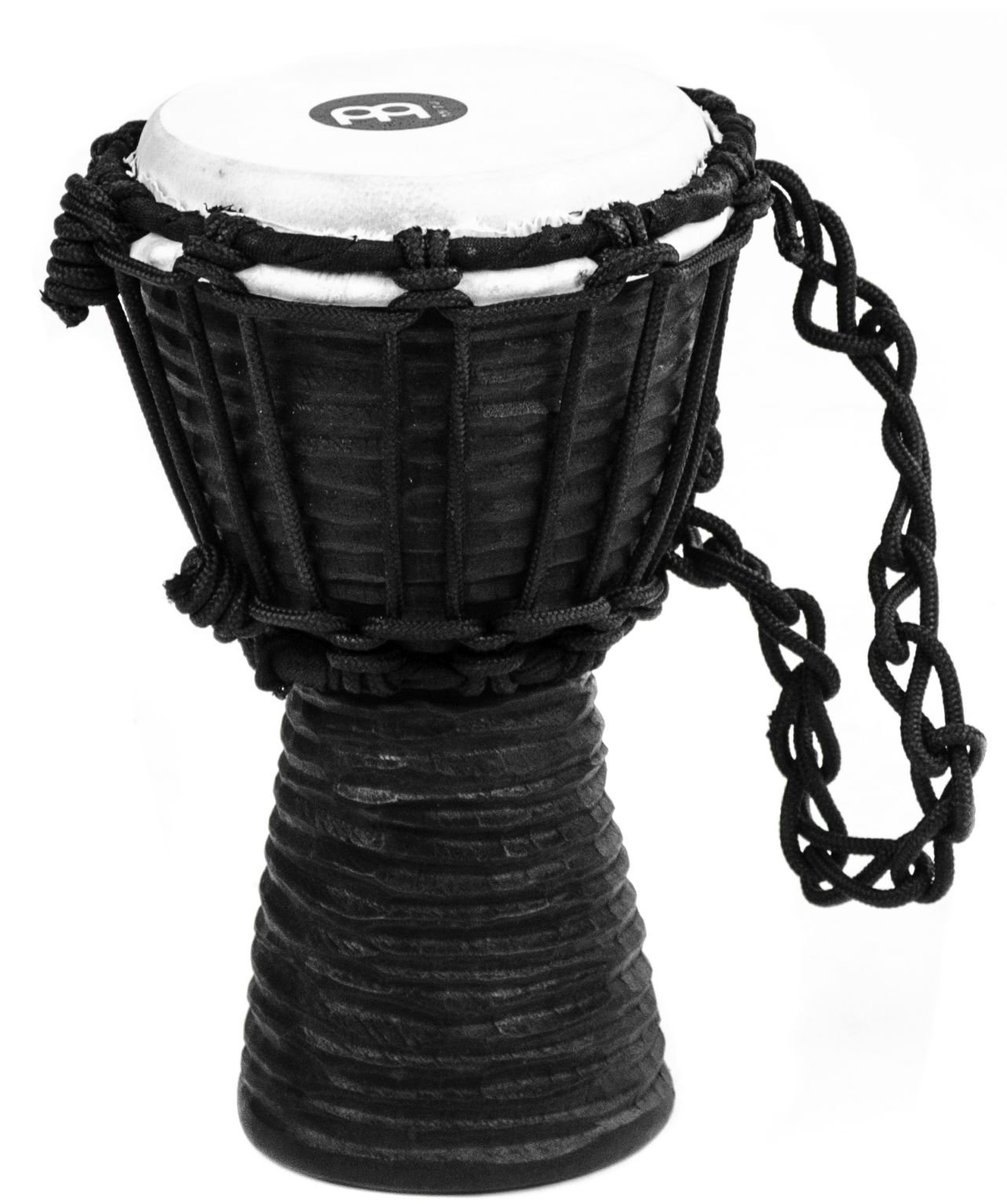 Meinl Percussion Black River Motif Rope Tuned Mahogany Wood 4-1/2" Mini Djembe with Goat Skin Head, (HDJ3-XXS)