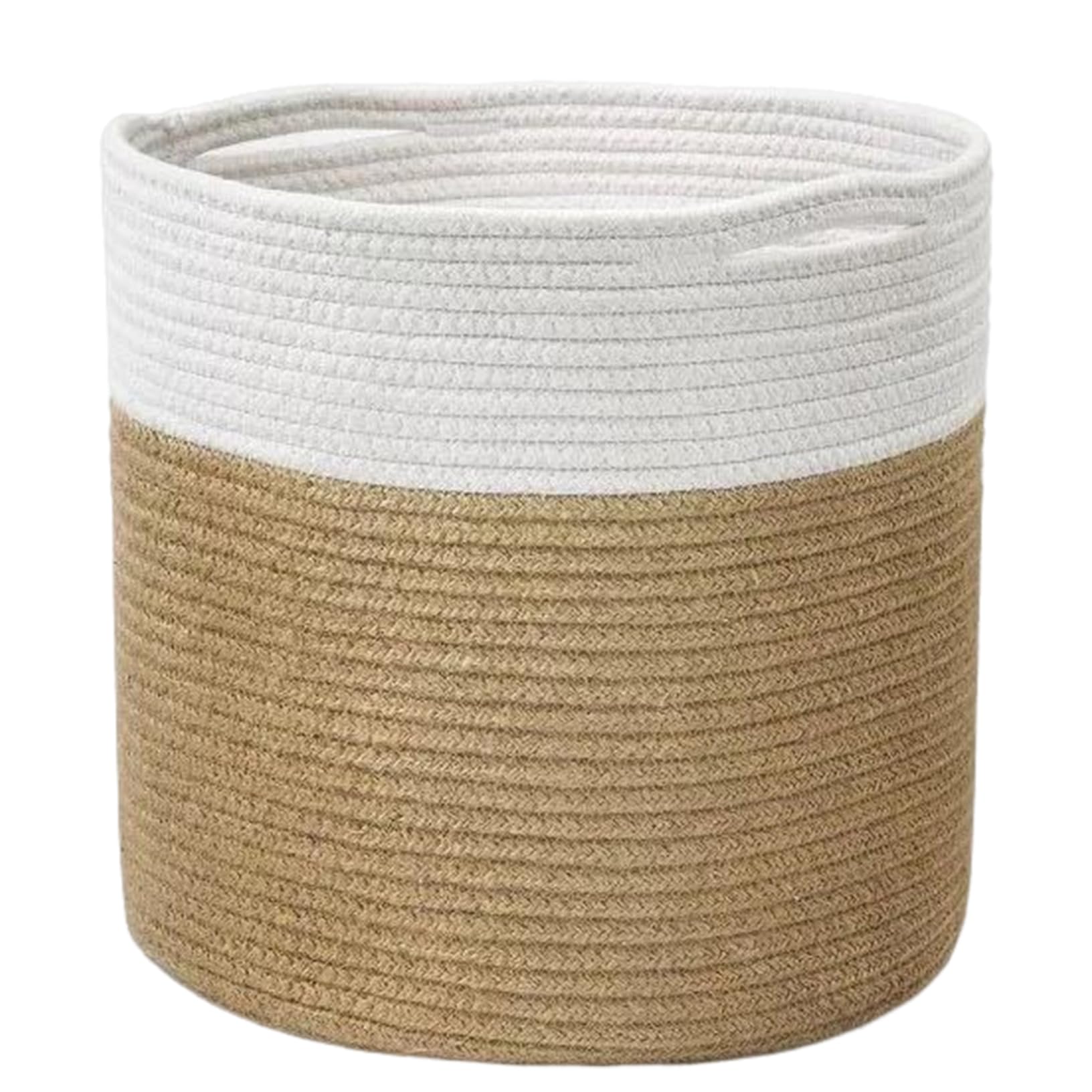 Hintyne Wicker Planter Basket Plant Basket, Cotton Rope Woven Plant Pots Rustic Round 10x10 with Handle Woven Storage Organizer Rustic Home Decor