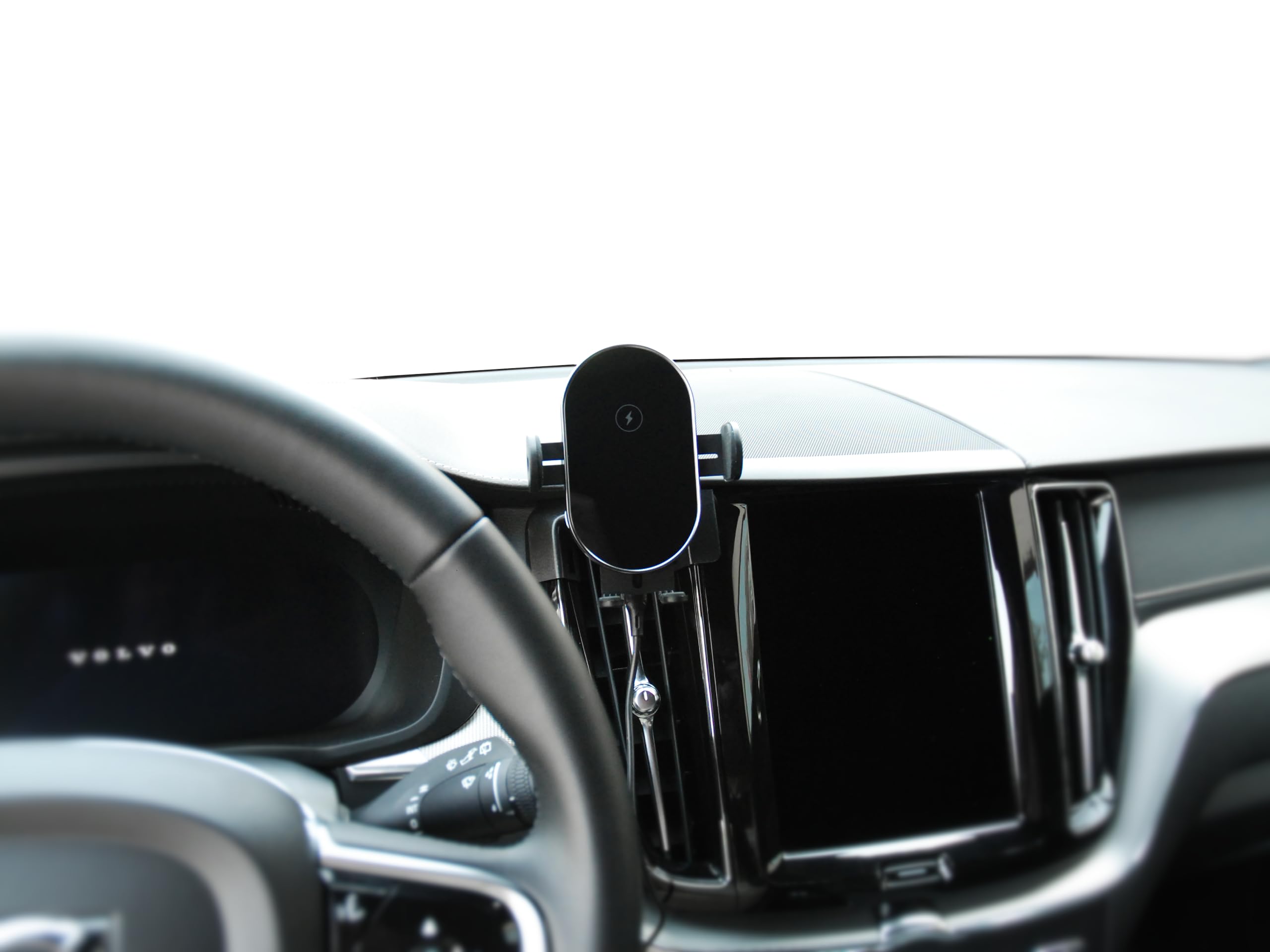 15 W, supporto automatico per cellulare con funzione di ricarica, compatibile con Volvo XC60 (2017-2025) auto, ricarica rapida senza fili, supporto per cellulare auto, ricarica induttiva