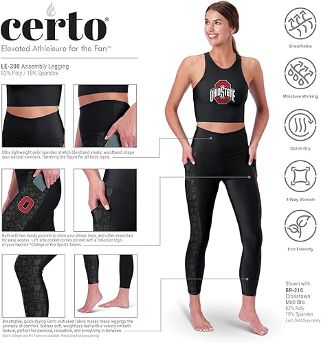 Miniatura 5 de CERTO Leggings de cintura alta con 2 bolsillos para mujer NCAA Team 78