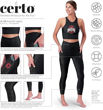 CERTO NCAA Womens NCAA Team 7/8 High Waist 2-Pocket Leggings
