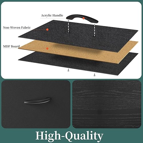 Miniatura 6 de Yoobure Juego de 2 mesitas de noche de tela, pequeñas mesitas de noche de madera con cajones de almacenamiento para dormitorios y dormitorios