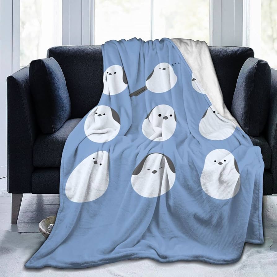 Amazon｜毛布 シマエナガ かわいい 鳥(8) アニメ ひざ掛け 軽量 薄手