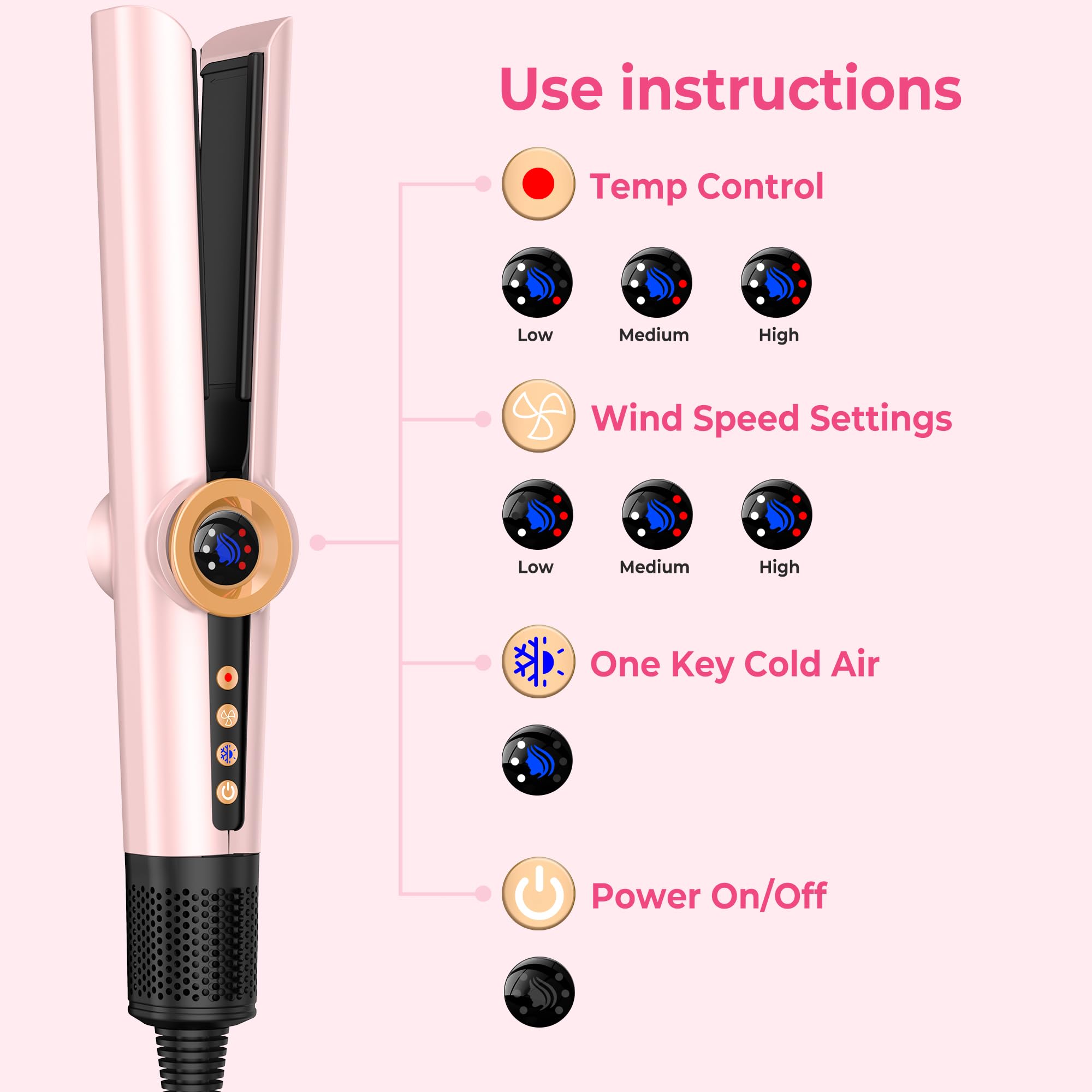 OKWRAP Hair Straightener 2 en 1 Seche Cheveux Lisseur，Lisseur Sechant Ionique Lisseur Cheveux Fer a Lisser Lisseur Portable Sans Dommage Thermique, Obtenez Facilement des Cheveux Lisses et Soyeux