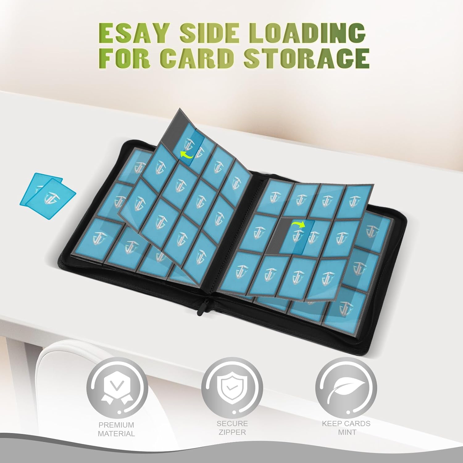 12 Pockets Trading Card Zipper Binder for 720 Cards| Secure Side Loading Pockets | Trading Card Album Folder | Compatible with YuGiOh, MTG (Orange 12)