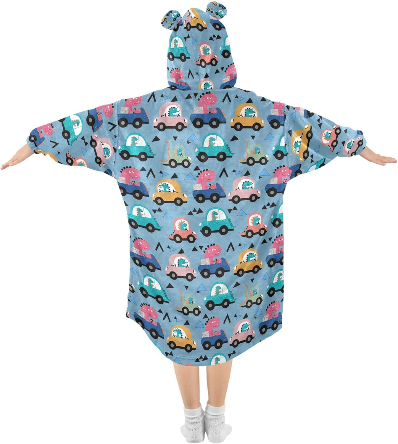 Cute Dinosaur Kids Wearable Blanket Hoodie with Pocket and Sleeves for Toddlers, Cute Hoodies Girls Boys B0404095