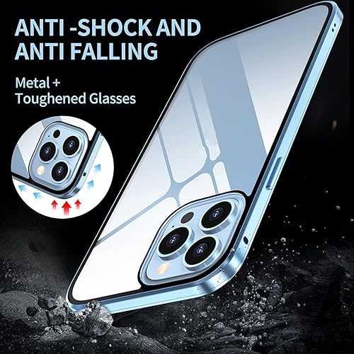 Miniatura 2 de COOVS Funda de privacidad para iPhone 14 Pro Max, funda magnética de vidrio templado de doble cara antiespías, 360, funda protectora completa a