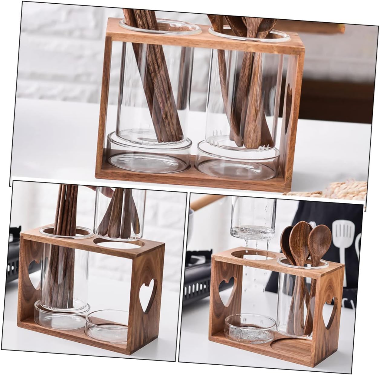 Chopstick Drain Rack Glass Cutlery Canister Creative Kitchen Storage Organizer for Home and Restaurant Heat Resistant Easy to Clean