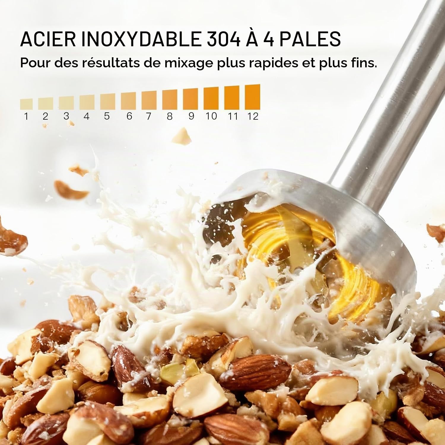 Megawise Pro Titanium Enhanced 3 - en - 1 immersion cordon mélangeur à main puissant moteur avec 80% de lames tranchantes 12 vitesses cordon mélangeur y compris Whisky & MILK CREAM (3 - en - 1 rouge)